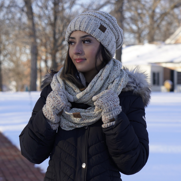 Women's Hat, Glove & Scarf Matching Set