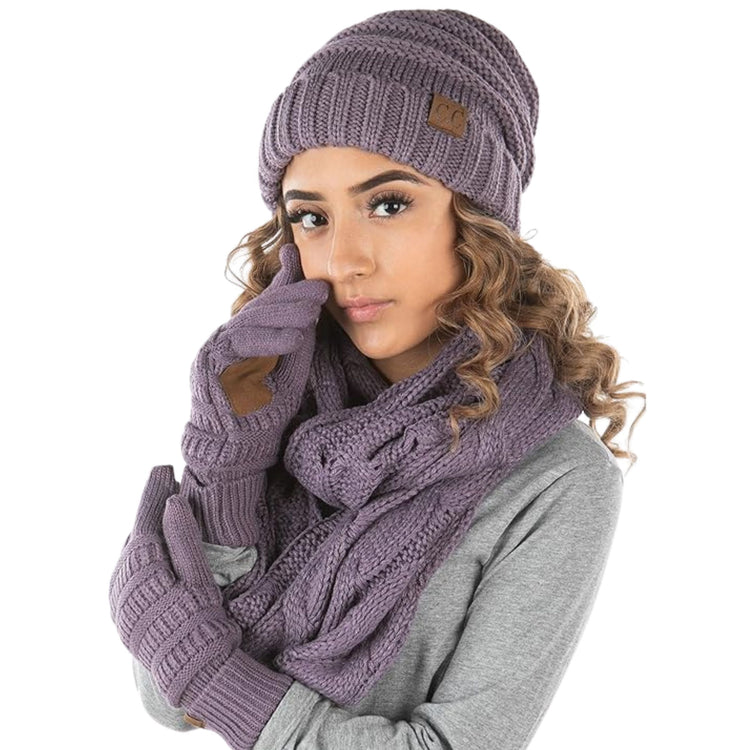 Women's Hat, Glove & Scarf Matching Set