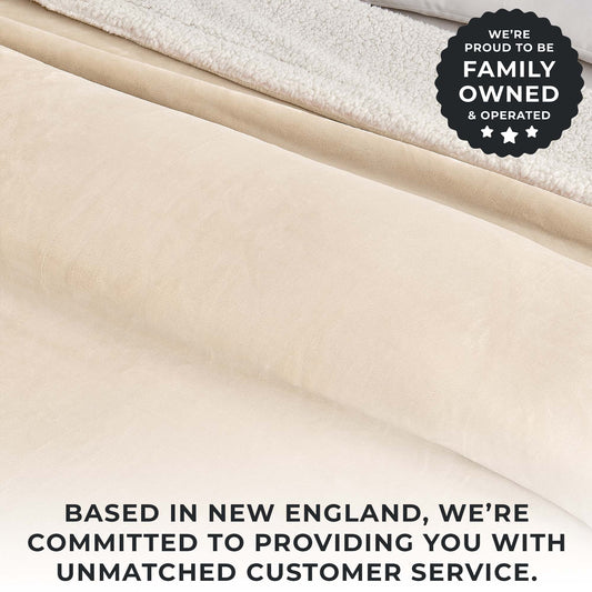 Ultra-Soft Velvet Plush Reversible Sherpa Fleece Blanket - Tan