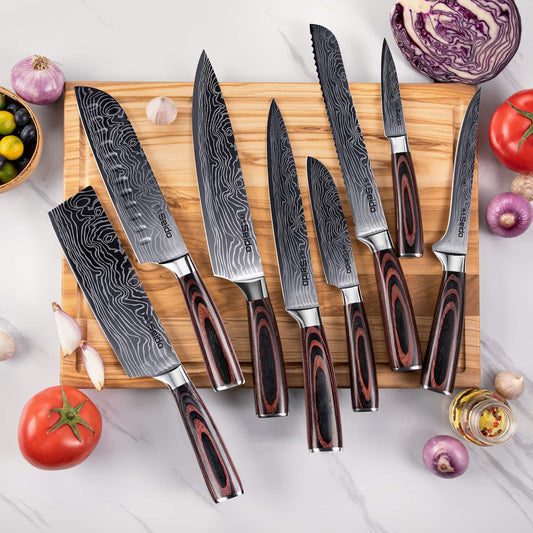 SEIDO Knives Signature Japanese Master Chef Knife Set, 8-piece culinary knife set main)