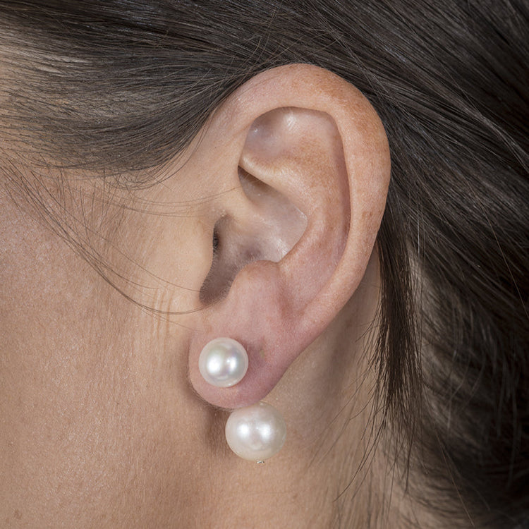 Signature double stud pearl earrings