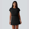 SoftlyZero™ Airy Round Neck Short Sleeve 2-in-1 Cool Touch Mini Yoga Active Dress with Pockets-Easy Peezy Edition - Black