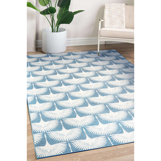 SPECIAL OFFER Flock Colfax Blue Washable Rug