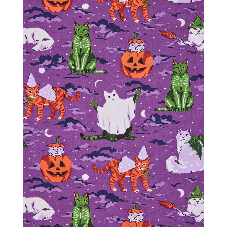 Halloween House Cats - Long PJ Set - Purple Tonic