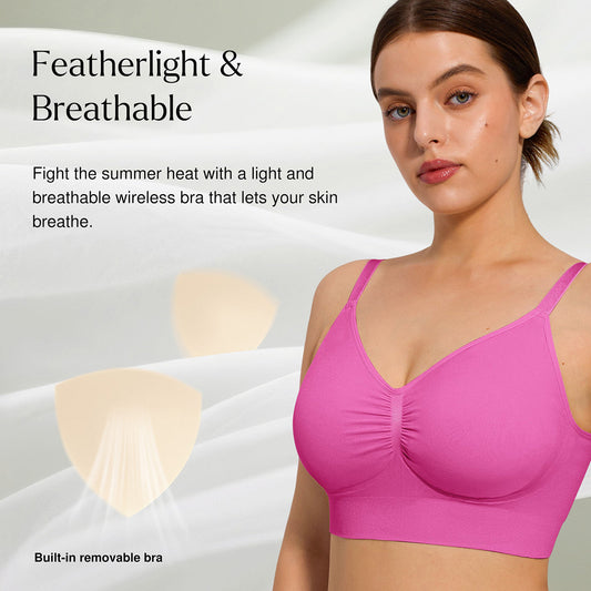 Seamless Comfort Removable Pad Everyday Bra - Pink