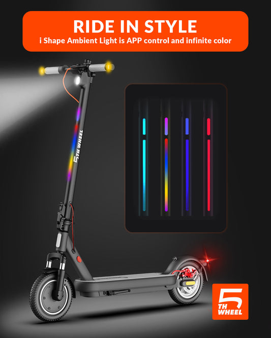 Electric scooter with smartphone displaying app interface on a white background