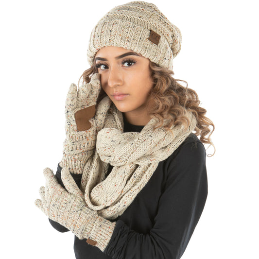 Women's Hat, Glove & Scarf Matching Set