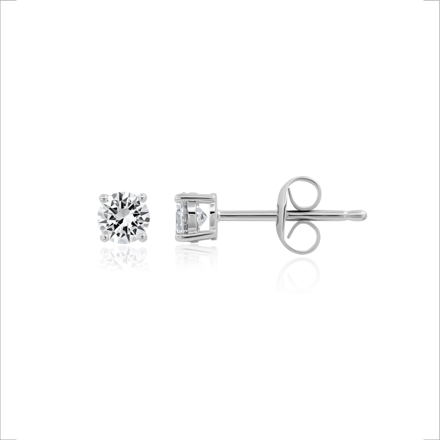 Diamond stud earrings on a white background