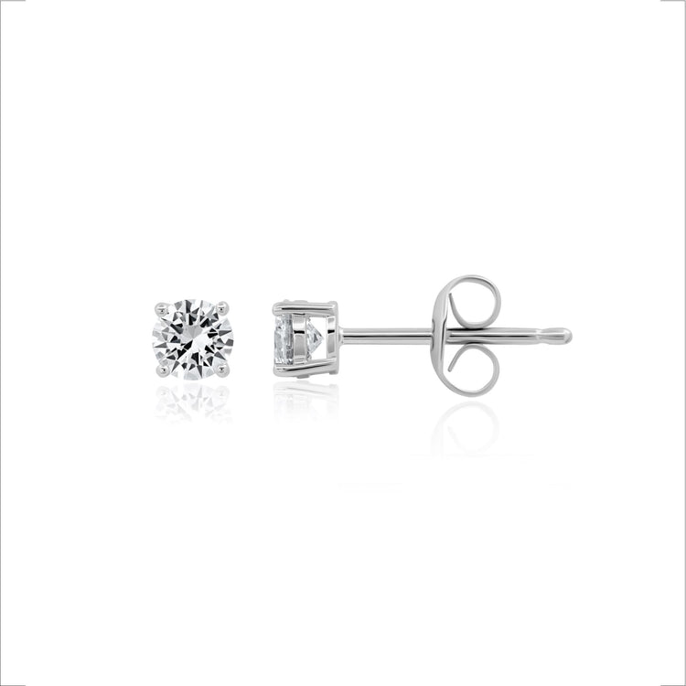 Diamond stud earrings on a white background