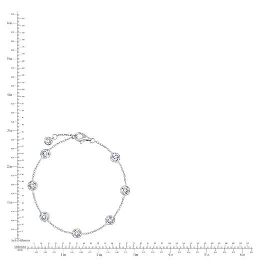 Silver bracelet with clear gemstones on a white background