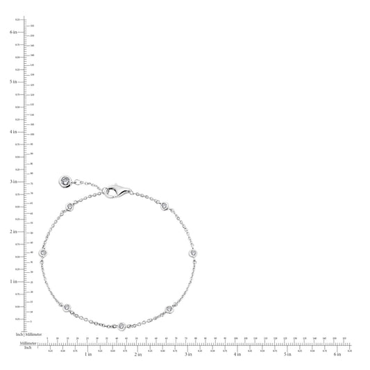 Silver bracelet with small diamonds on a white background