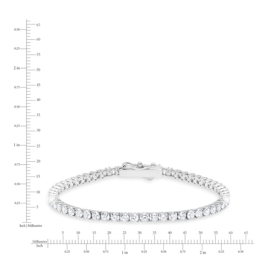 Silver bracelet with clear stones on a white background