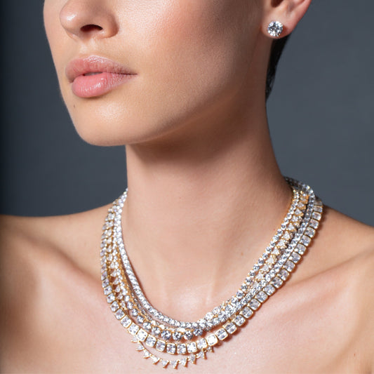 Diamond necklace on a white background