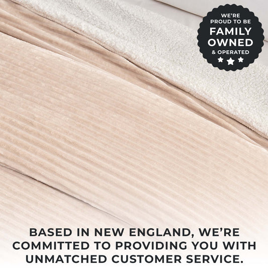 Ultra-Soft Velvet Plush Reversible Sherpa Fleece Blanket - Cappuccino