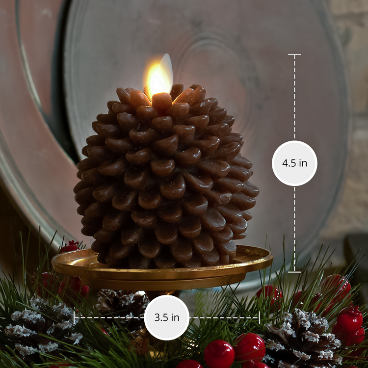 Luminara 3.5"" x 4.5"" Chalky Unscented Moving Flame Pinecone Votive