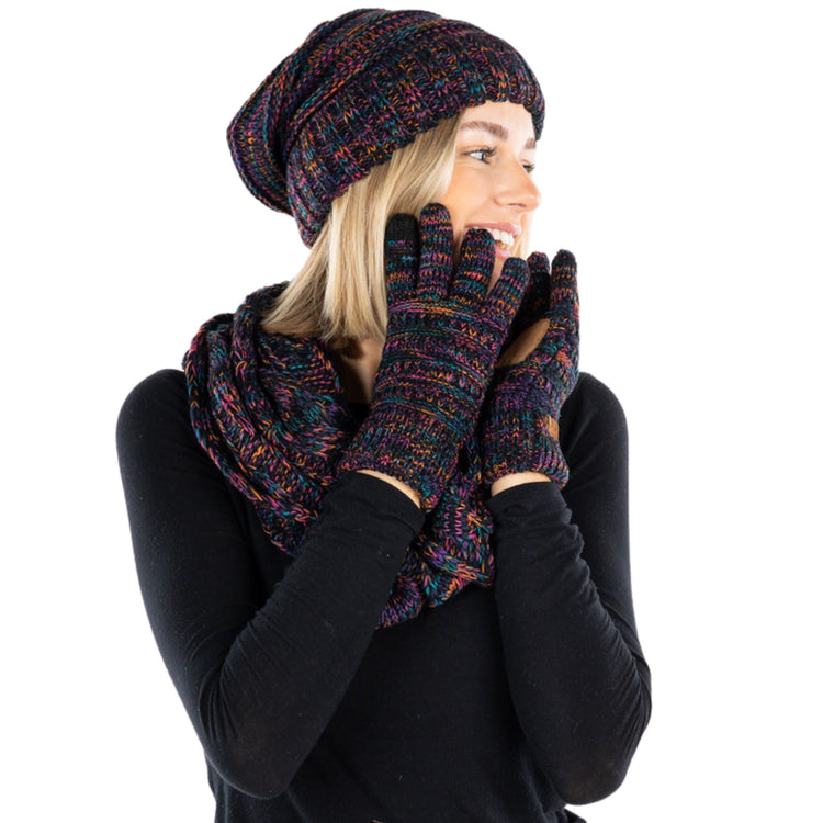 Women's Hat, Glove & Scarf Matching Set