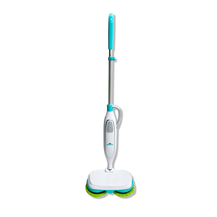 White and green floor cleaning device on a white background