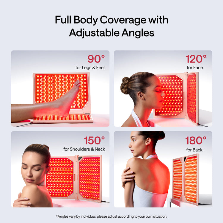 Product with adjustable angles for full body coverage, shown on a white background.