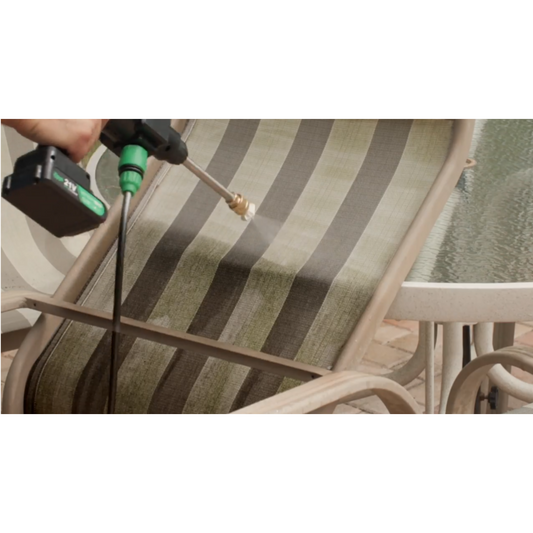 A Zippi Hydro Cleaner Deluxe with a black color scheme, including a gun handle, hose, nozzles, a carrying case, and other accessories.