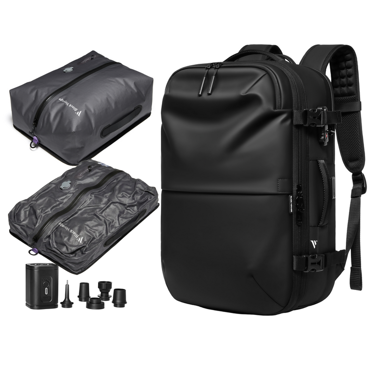 BlackVoyage Aero Essential Vacuum Seal Backpack and Vortex Vacuum Air Pump Bundle and 18LVacuum Bags