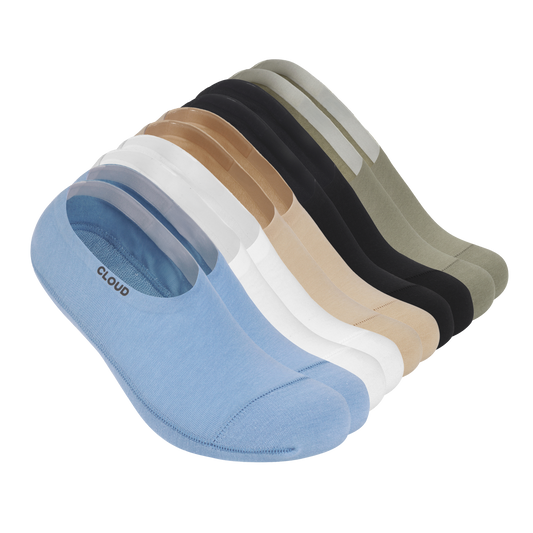 CLOUD ANKLE NO SHOW SOCKS - Black/Beige/White/Blue/Khaki - 10Pack