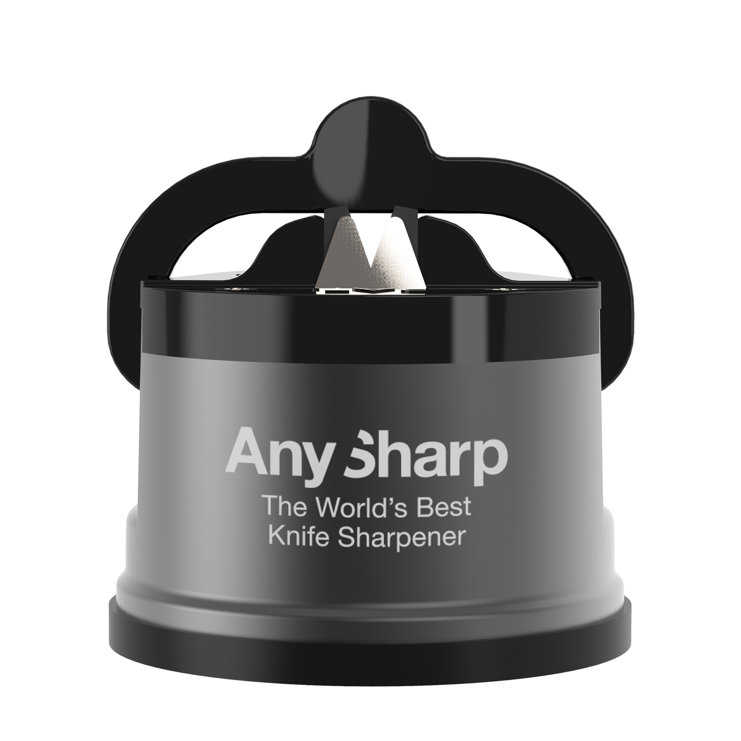 Knife sharpener with 'Any Sharp' branding on a white background