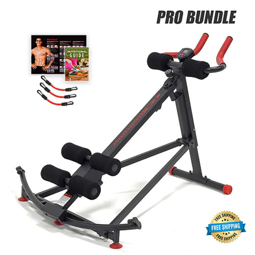 Black and red exercise machine on a gray background