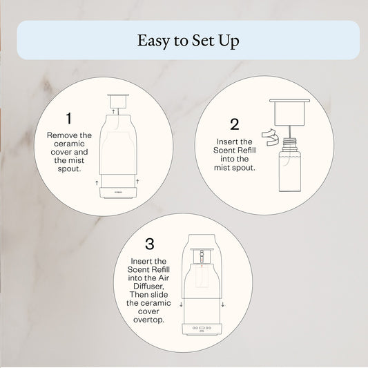 Vitruvi Rosy Glow air scent refill packaging on a white background