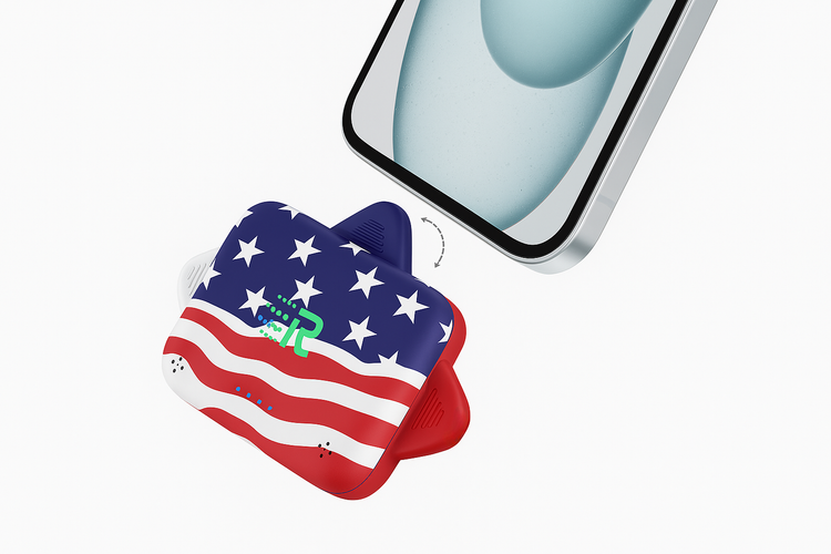 Phone case with American flag design on a white background
