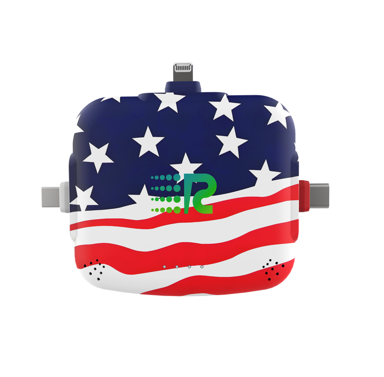 Product with American flag design and a logo on a white background