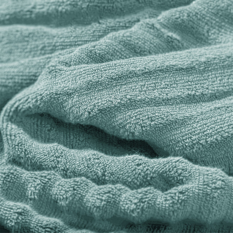 6 Piece Ribbed 100% Egyptian Cotton Towel Set - Aqua