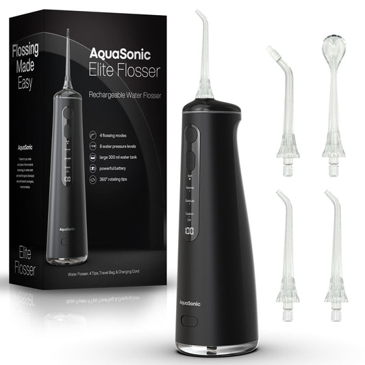 AquaSonic Elite Flosser - Rechargeable Water Flosser with 4 Tips