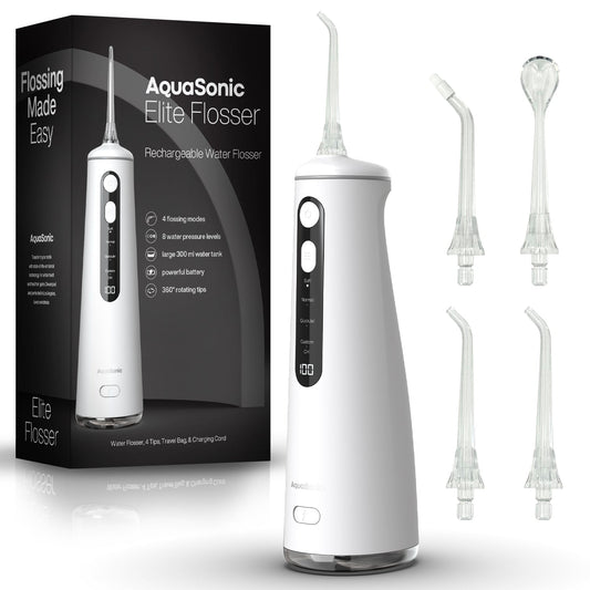 AquaSonic Elite Flosser - Rechargeable Water Flosser with 4 Tips