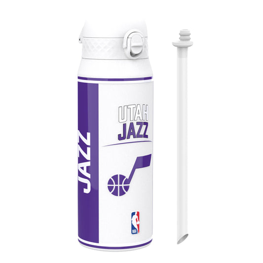 Utah Jazz water bottle with NBA logo on a white background