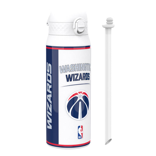 Water bottle with Washington Wizards logo on a white background