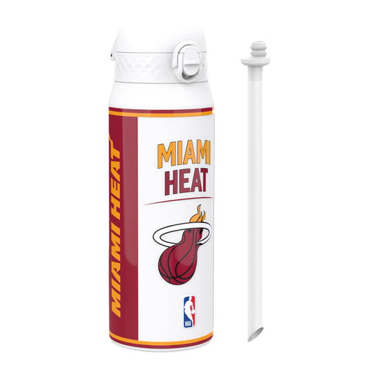 Miami Heat water bottle with NBA logo on a white background