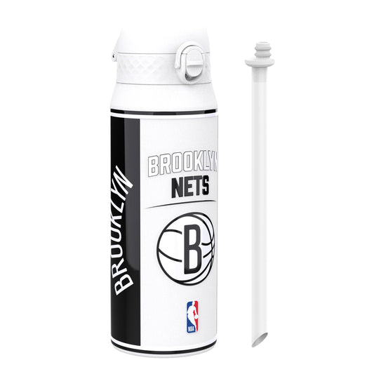 Brooklyn Nets water bottle with NBA logo on a white background