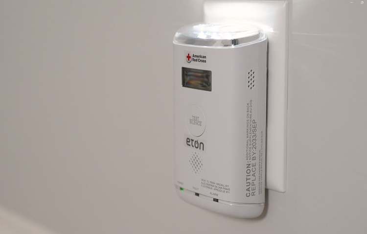 Eaton power adapter mounted on a white wall