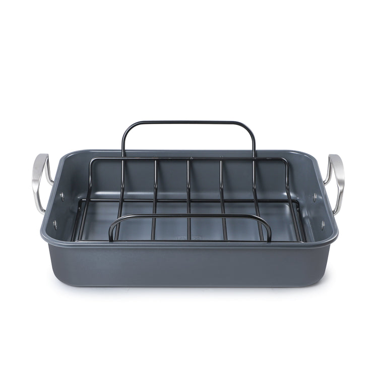 Large Turkey Roasting Pan with Rack, Carbon Steel, Ceramic Non-Stick Coating