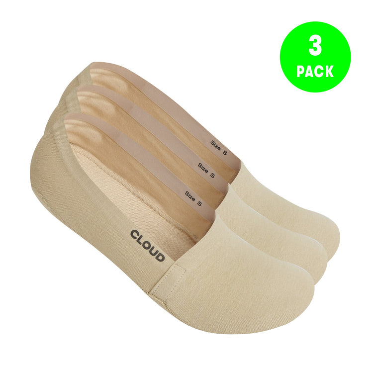 Organic Terry No Show Socks Beige 3Pack