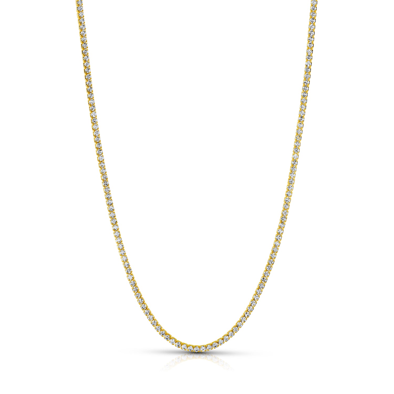 Gold chain necklace on a white background