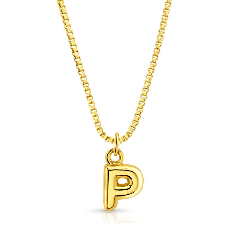 Baby Bubble Initial Necklace, Gold