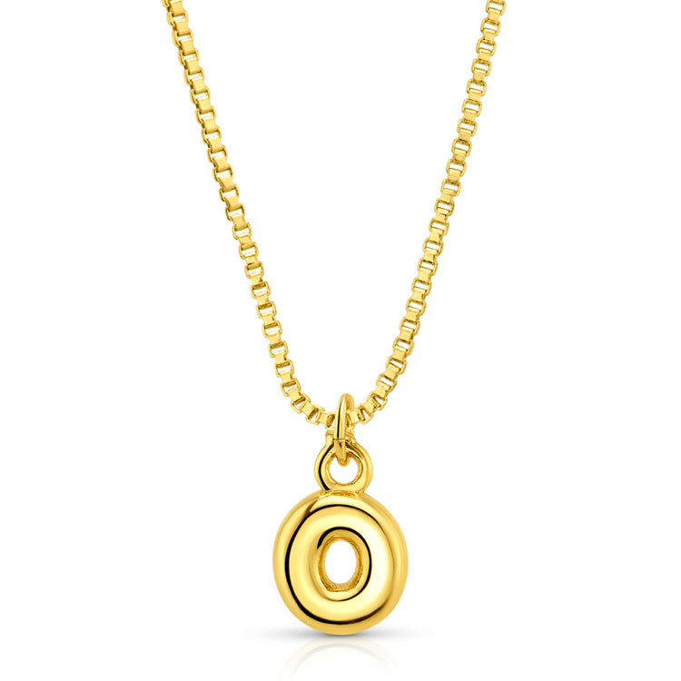 Baby Bubble Initial Necklace, Gold