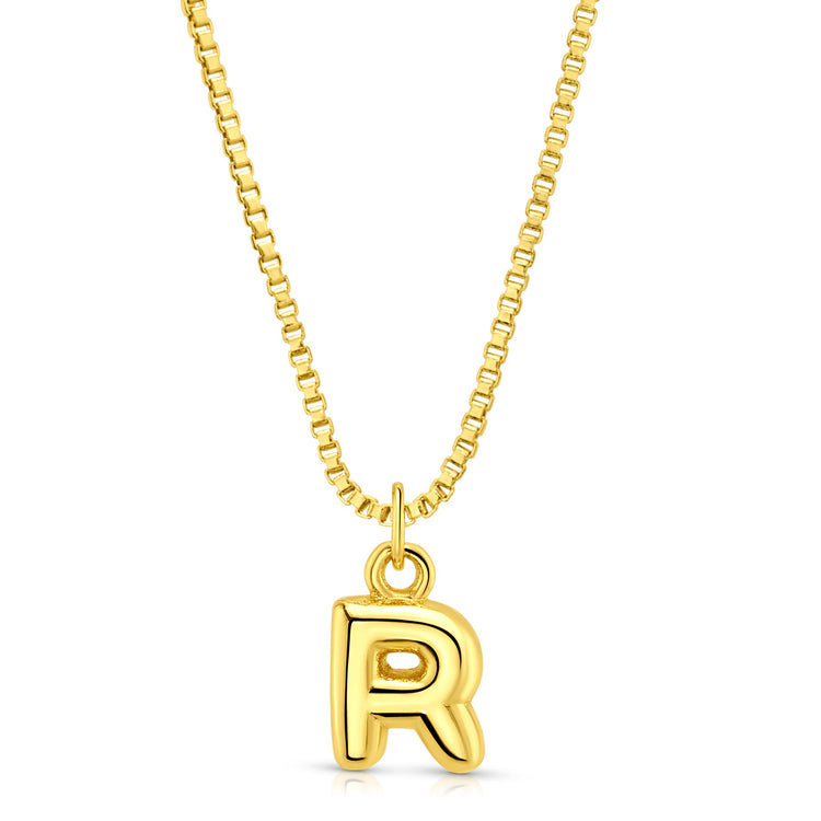 Baby Bubble Initial Necklace, Gold