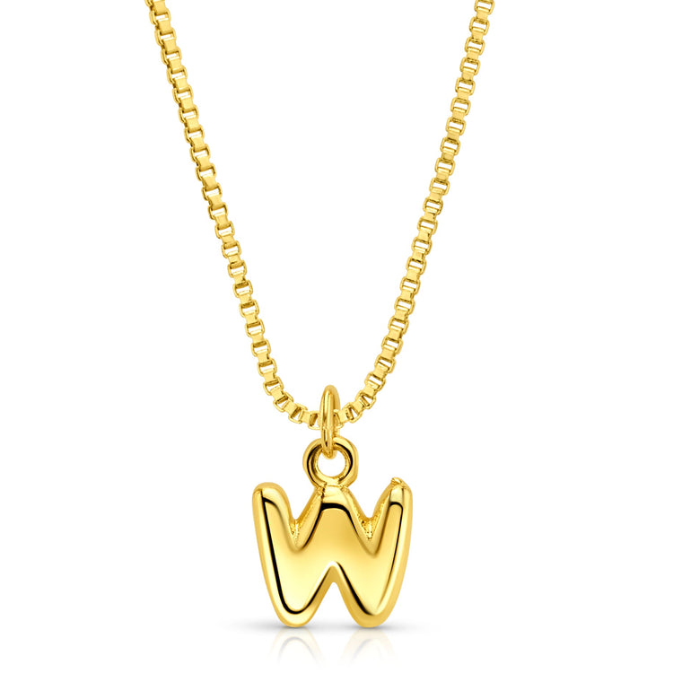 Baby Bubble Initial Necklace, Gold