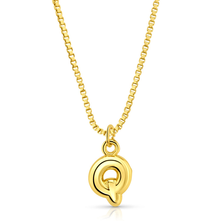 Baby Bubble Initial Necklace, Gold