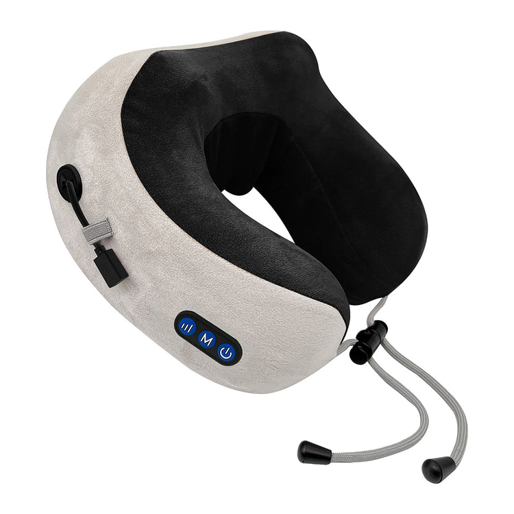 Neck massager with gray and black design on a white background