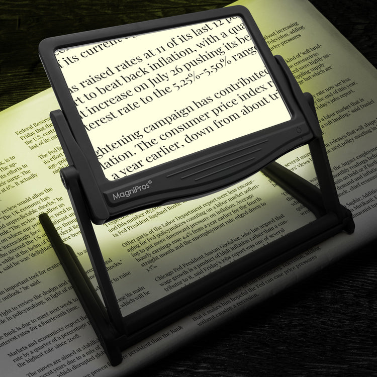 5x LED Page Magnifier with 3 Color Light Modes & Detachable Hands-Free Stand