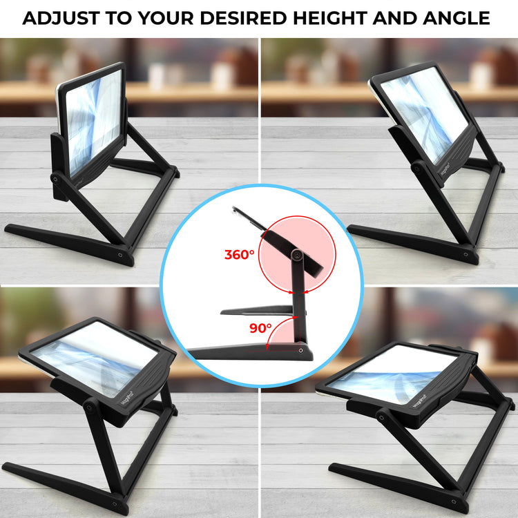 5x LED Page Magnifier with 3 Color Light Modes & Detachable Hands-Free Stand