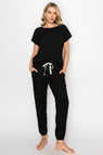 Luxe Rib Modal Blend Dolman Sleeve Jogger Set - Jet Black